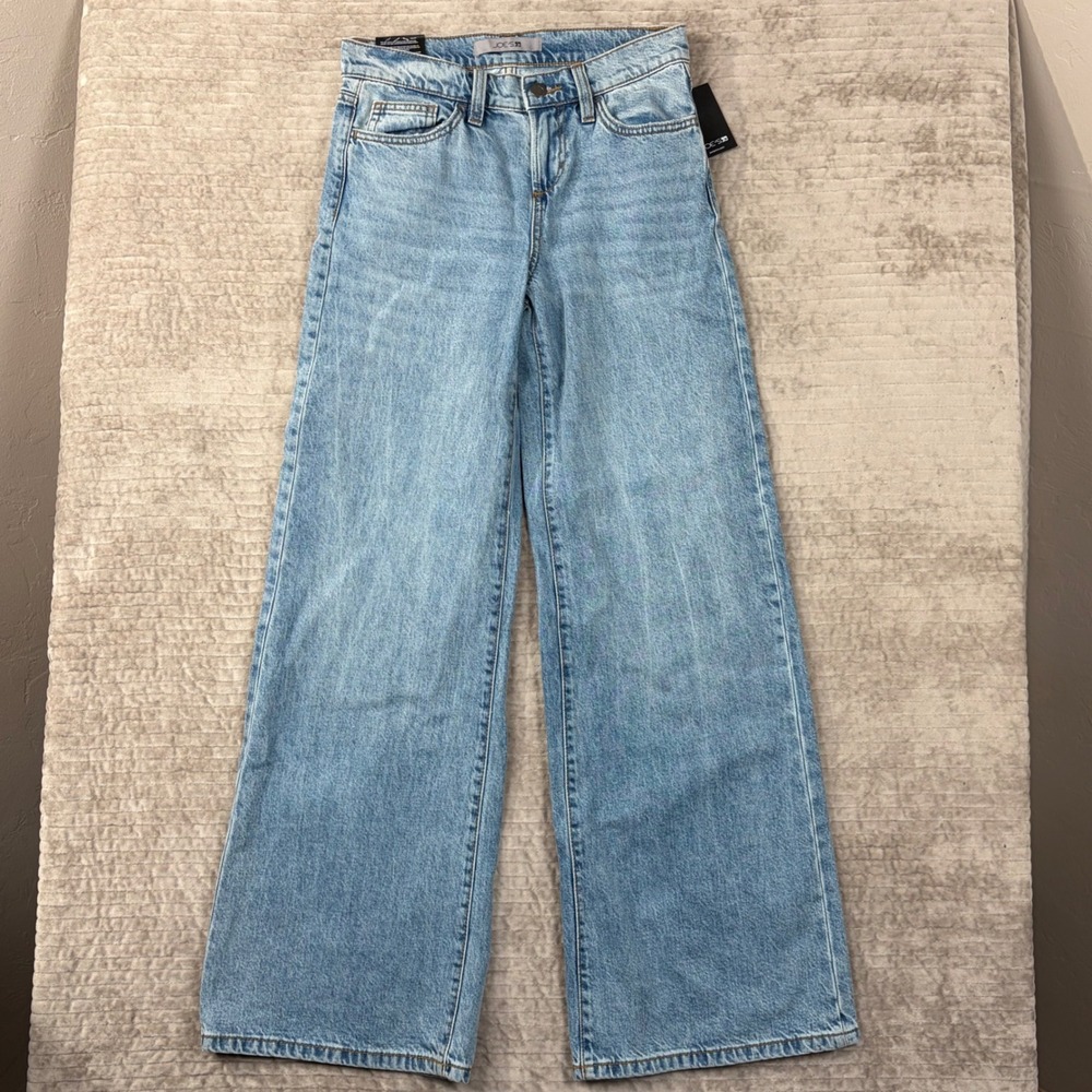Joes Jeans Hanoi Low Rise Wide Leg Jeans Light Wash Blue Denim Size 24 NWT